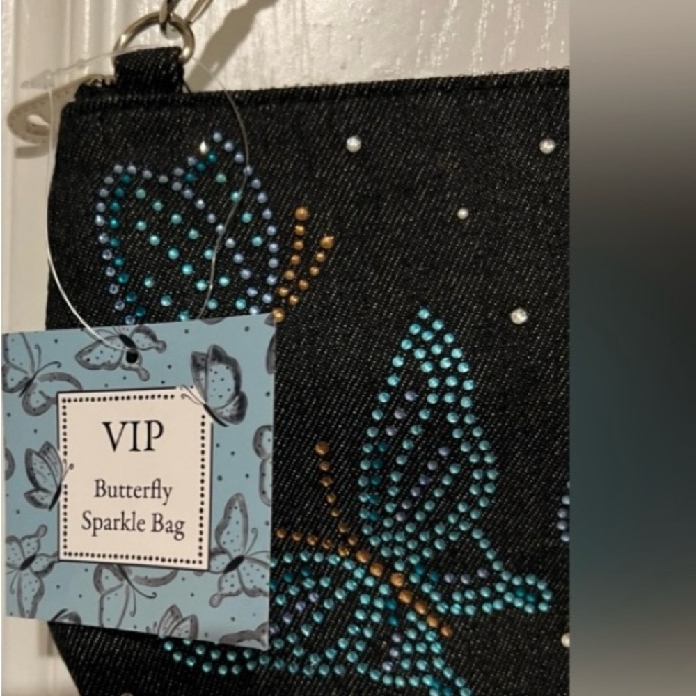 Brighton Sparkle Blue Denim Butterfly Crossbody Bag - Picture 2 of 7